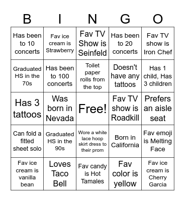 Who's Who in Horseshoe Bingo Card