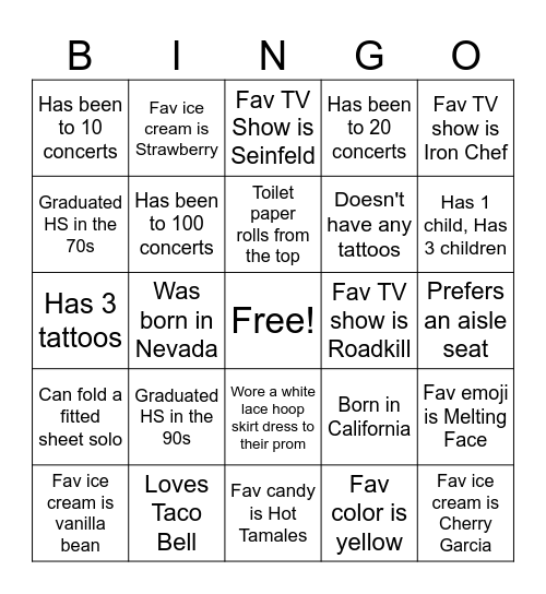 Who's Who in Horseshoe Bingo Card