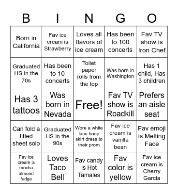 Who's Who in Horseshoe Bingo Card