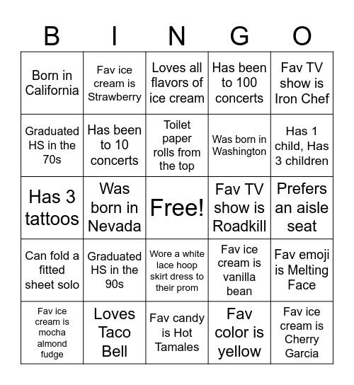 Who's Who in Horseshoe Bingo Card