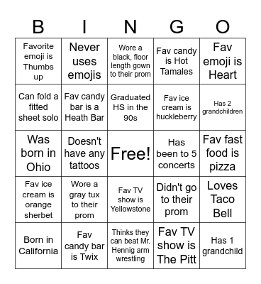 Who's Who in Horseshoe Bingo Card