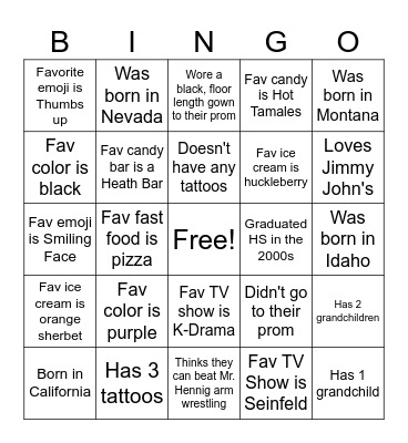 Who's Who in Horseshoe Bingo Card