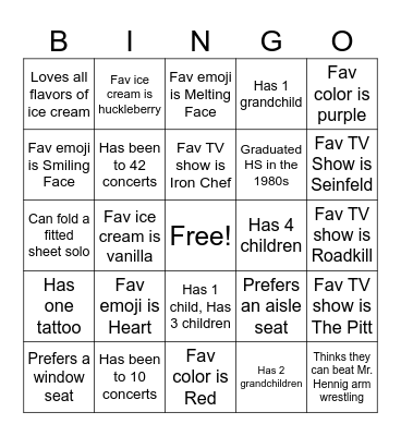 Who's Who in Horseshoe Bingo Card