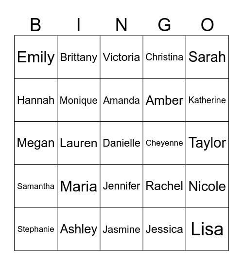 2025 Name Bingo Card