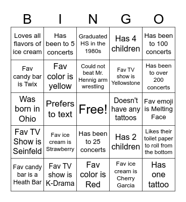 Who's Who in Horseshoe Bingo Card