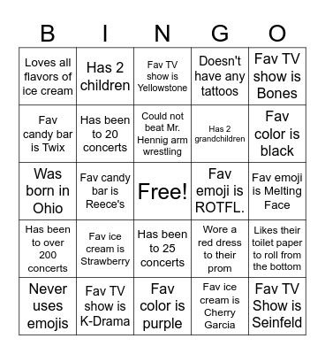 Who's Who in Horseshoe Bingo Card