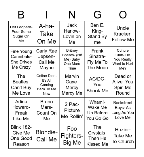 Radio Bingo Me Me Me Bingo Card