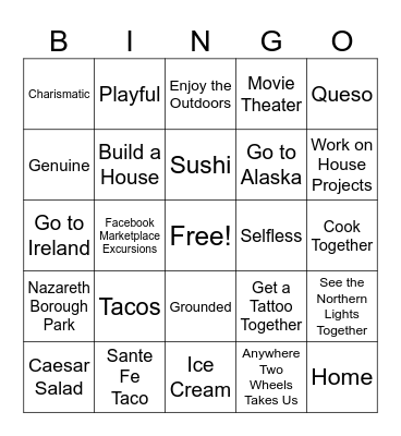 Bridal Shower Bingo Card