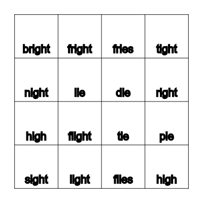 IE and IGH Bingo Card