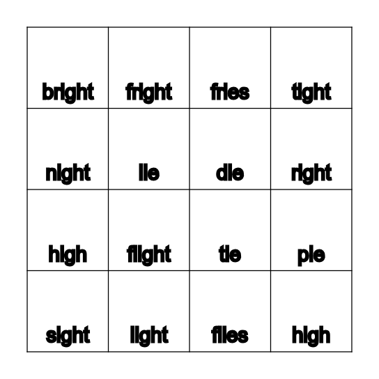 IE and IGH Bingo Card