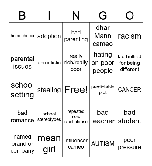Dhar Mann Bingo Card
