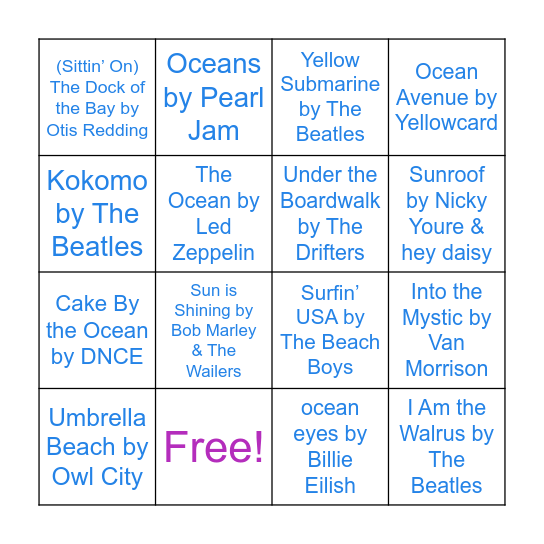 Music Bingo! Bingo Card