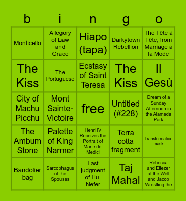 ap art history is brat Bingo Card