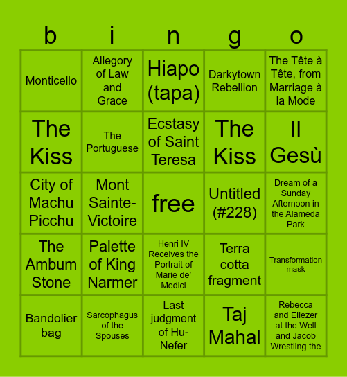 ap art history is brat Bingo Card