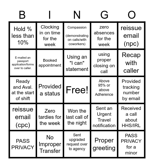 NPIC BINGO Card