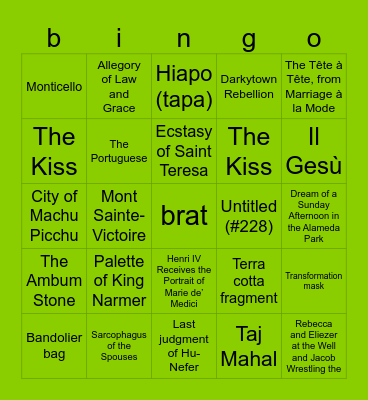 ap art history is brat Bingo Card