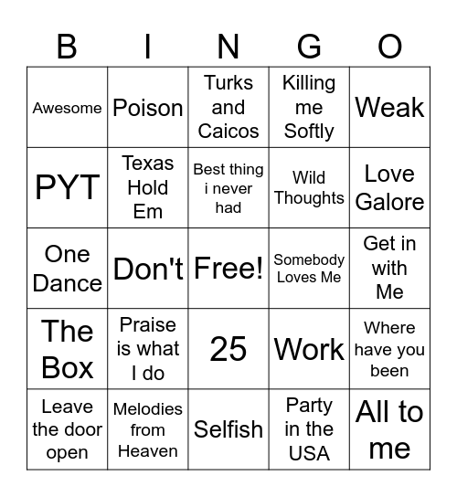 Music Bingo Card