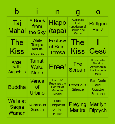 ap art history Bingo Card