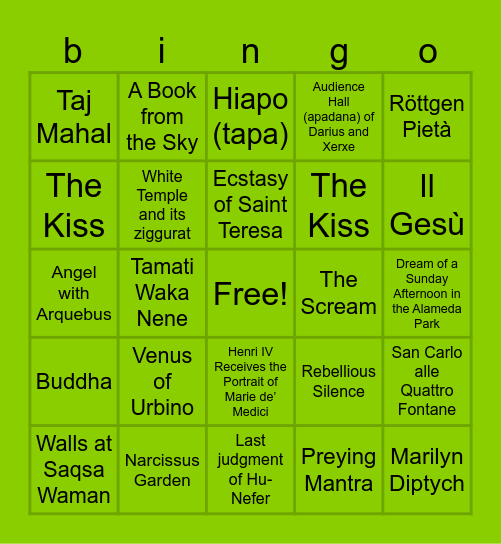 ap art history Bingo Card