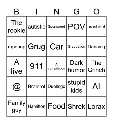 Tiktok vs. Reels Bingo Card
