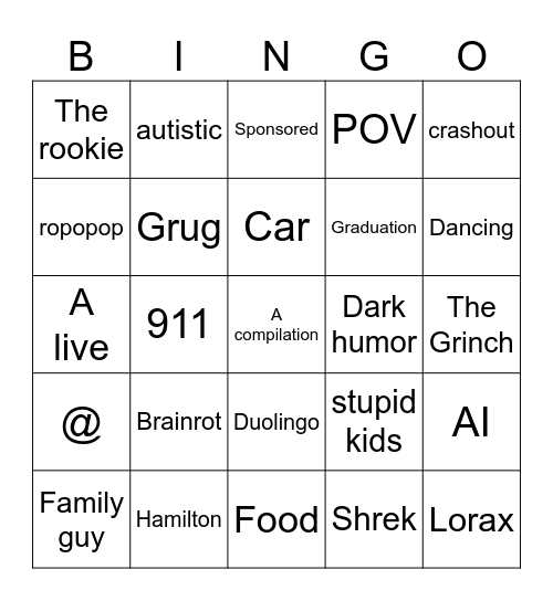 Tiktok vs. Reels Bingo Card