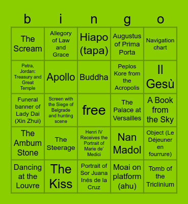 ap art history is brat Bingo Card