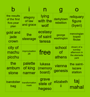 ap art history is brat Bingo Card