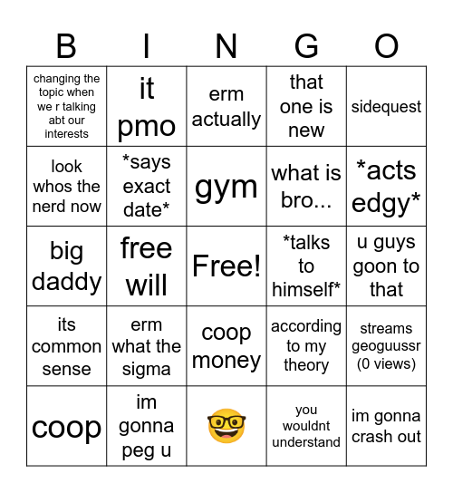 silly billy Bingo Card