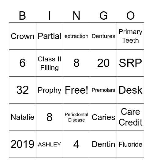 GILE FAMILY DENTISTRY BINGO Card