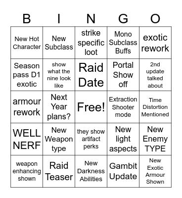 Untitled Bingo Card