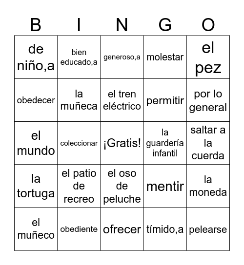 Realidades 2: Capítulo 4A Bingo Card