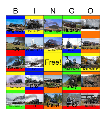 American Coal and Oil Burning Steam Engines-Past to the Present Bingo Card