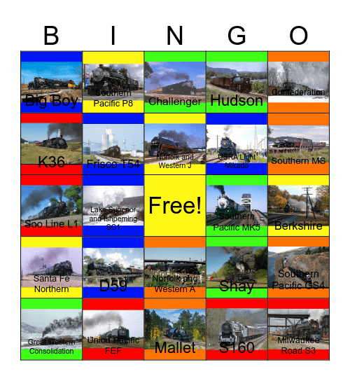 American Coal and Oil Burning Steam Engines-Past to the Present Bingo Card