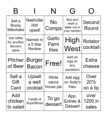 Server Bingo Card