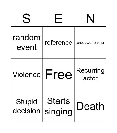 Senior wooly Bingo Card