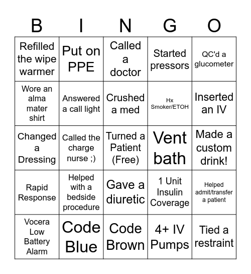 Nurses' Week Bingo Day 2 :) Bingo Card