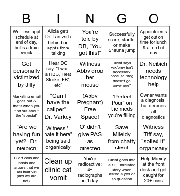 CVLW Veterinary Bingo Card