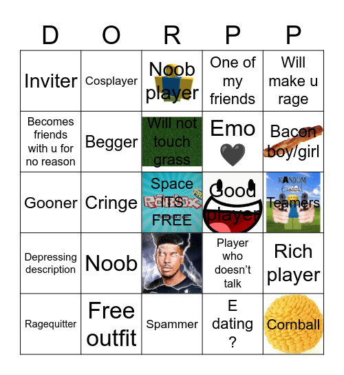 Roblox bingo Card