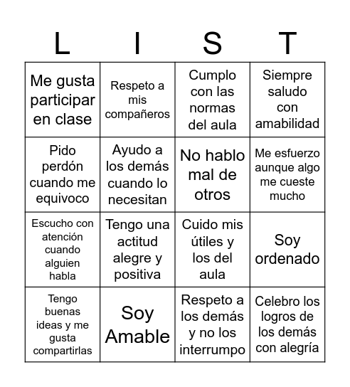 Bingo de Fortalezas Bingo Card