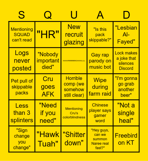 SQUAD Naxx Bingo Card