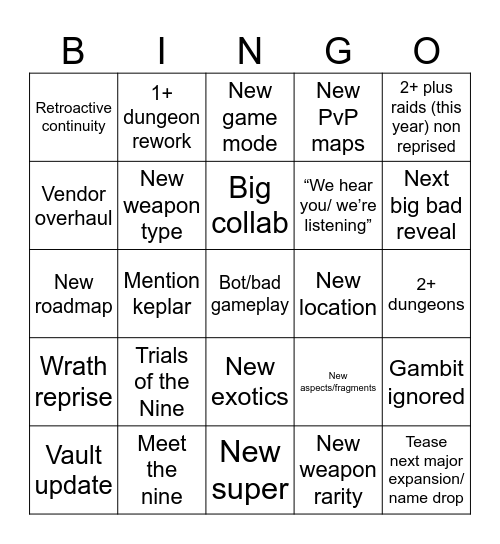 Edge of Feet Bingo Card