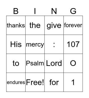 Bible Verse Bingo Card