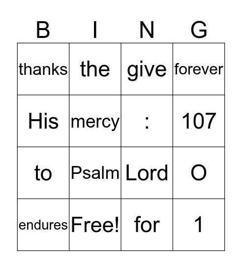 Bible Verse Bingo Card