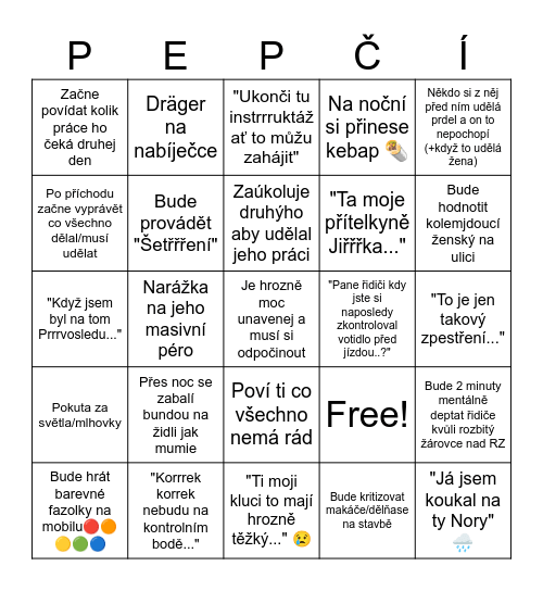 Pepingo Bingo Card