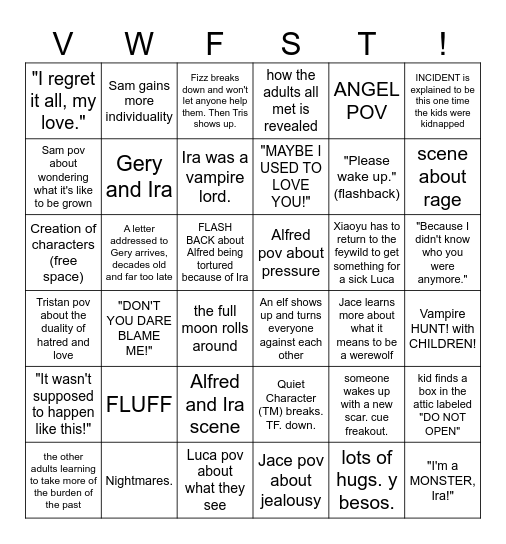 VampWolfFaeShifterTrauma! Bingo Card