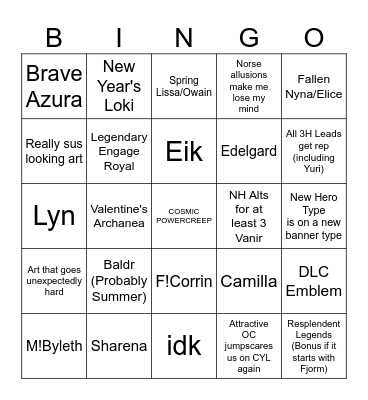 FEH 2026 (Predict Whoopee) Bingo Card
