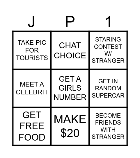 PG BINGO Card