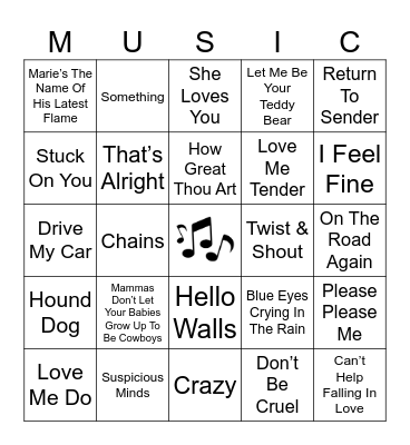 COUNTRY Bingo Card