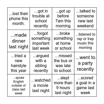 Find someone who... Bingo Card