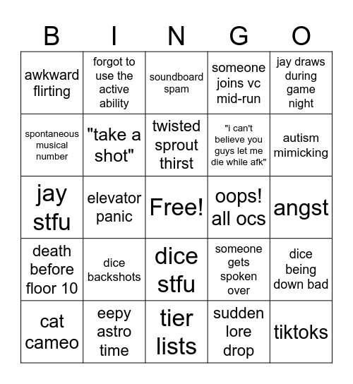 dandy worl server discord bs Bingo Card
